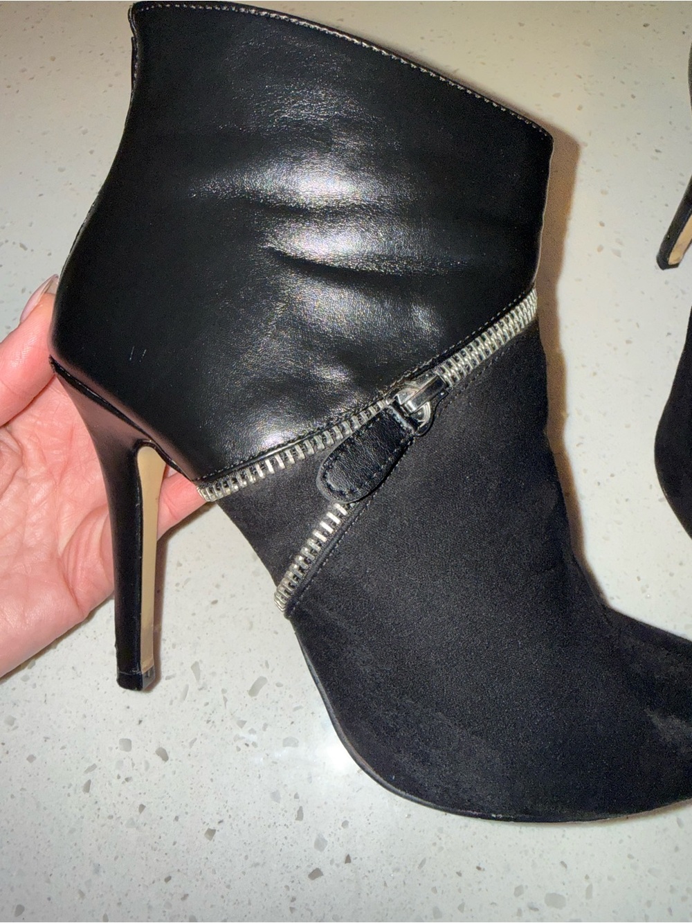 Rock & Republic Black Leather & Suede Zip-Accent Ankle Booties - Picture 7 of 13
